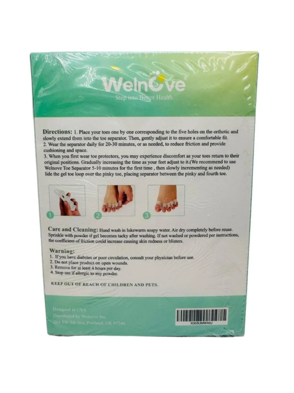 Welnove Toe Separators With Aloe Vera Extract Size M/L 8 Count Pain Relief